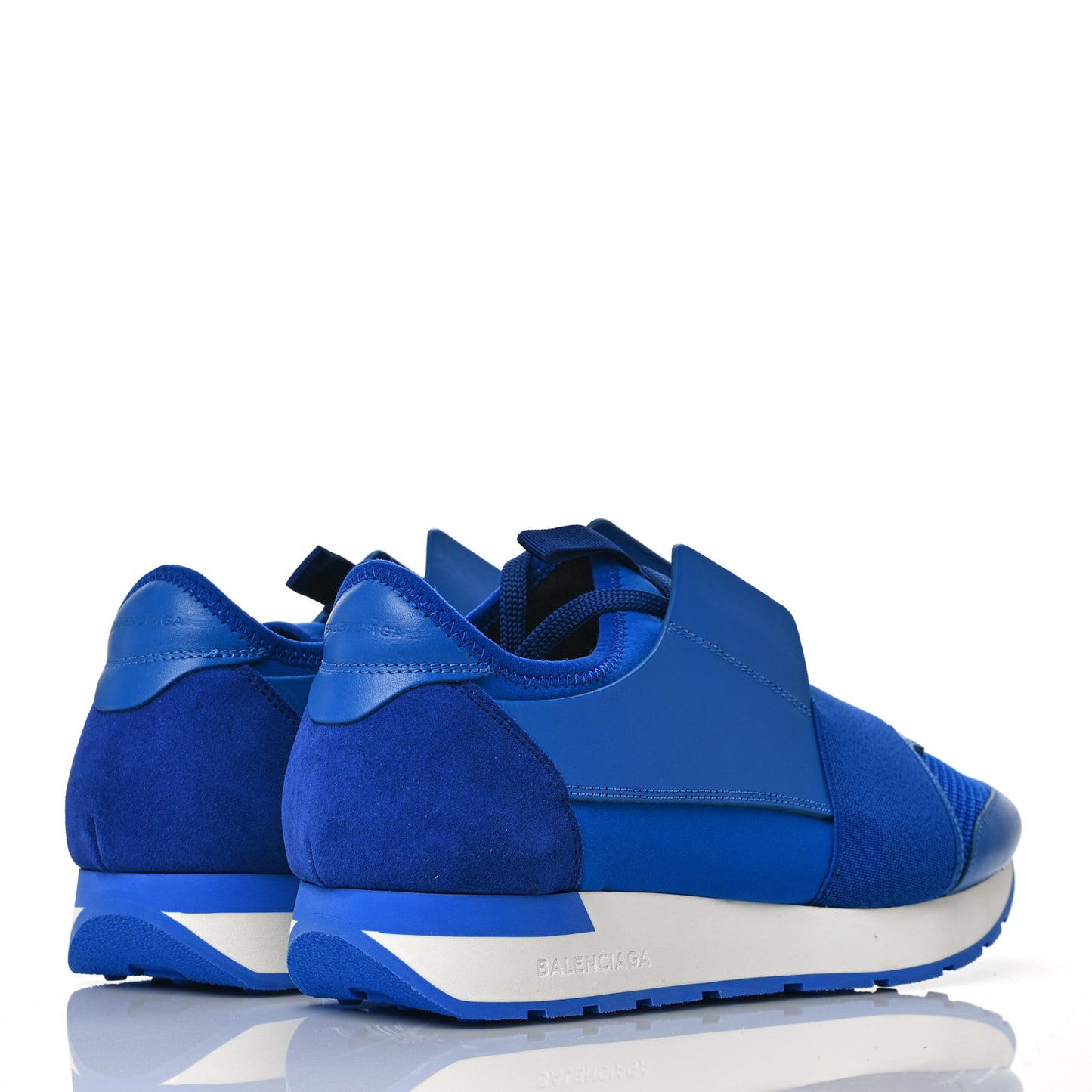 Mesh Calfskin Neoprene Suede Mens Race Runner Sneakers 40 Bleu
