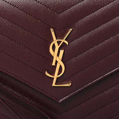 Saint Laurent Grain De Poudre Matelasse Chevron Monogram Envelope Clutch Rouge Legion 8 of 11