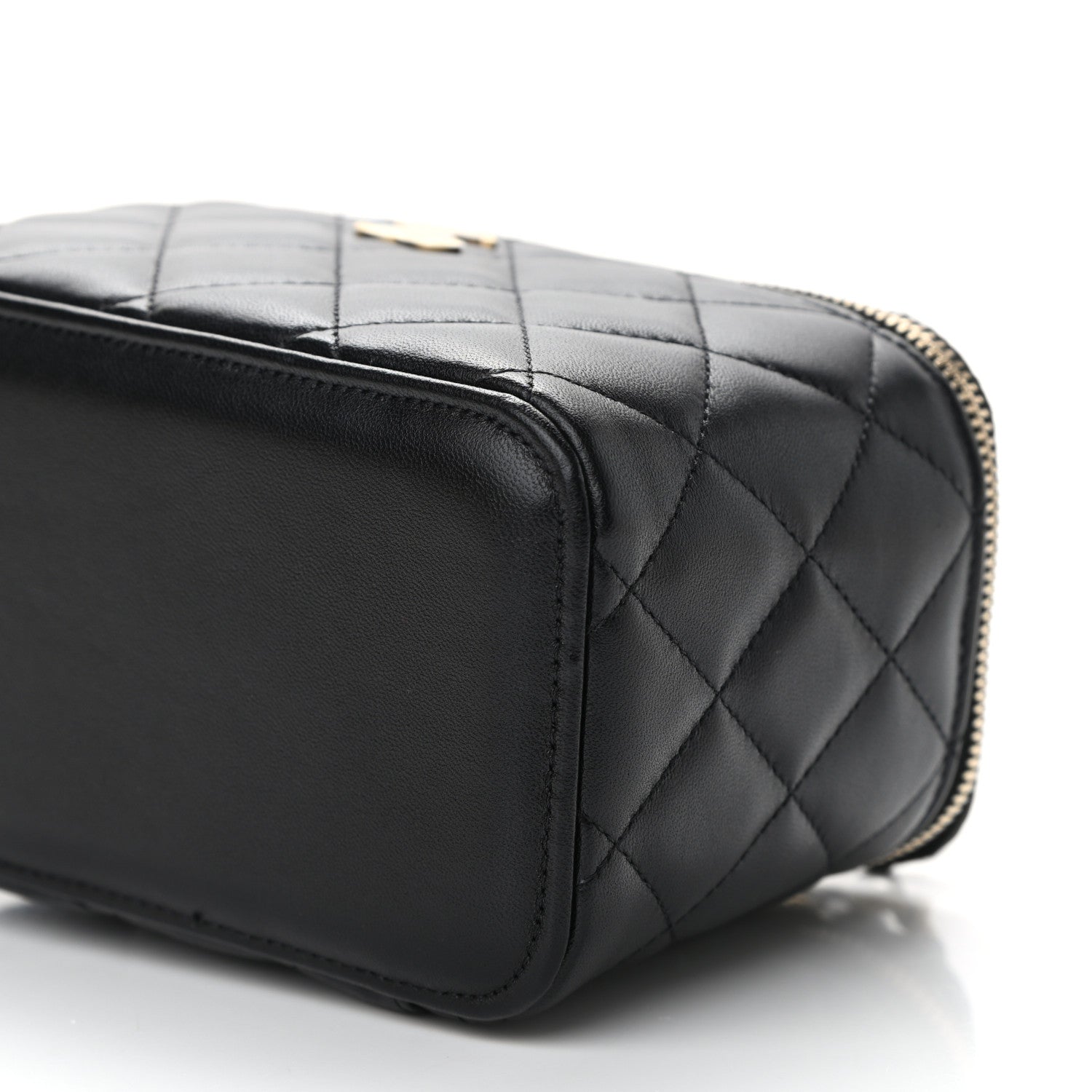 Chanel Lambskin Quilted Small Top Handle Vanity Case With Chain Black 10 of 11