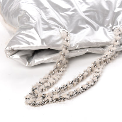 Chanel Vinyl Mohair Trimmed CC Bonbons Tote Silver 12 of 16
