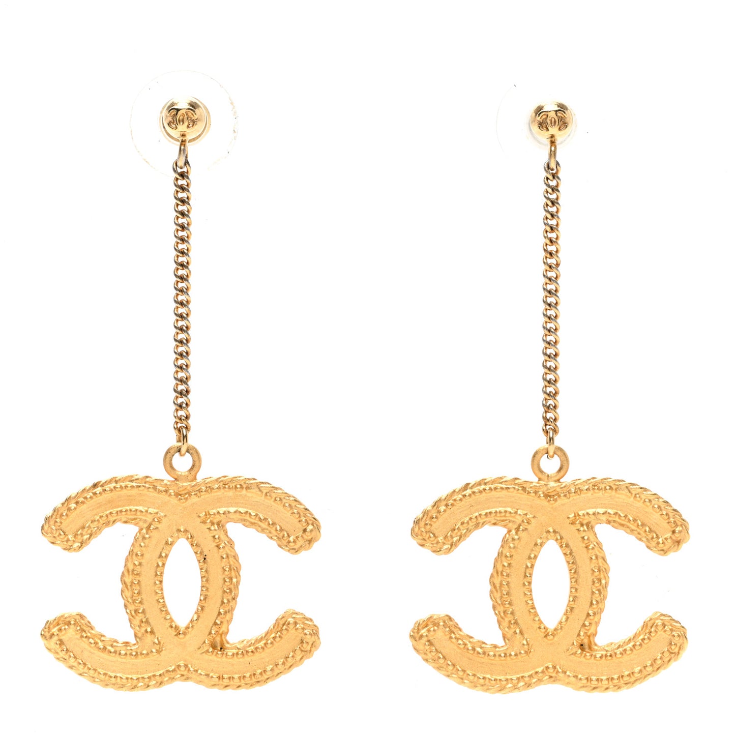 CC Drop Earrings Matte Gold