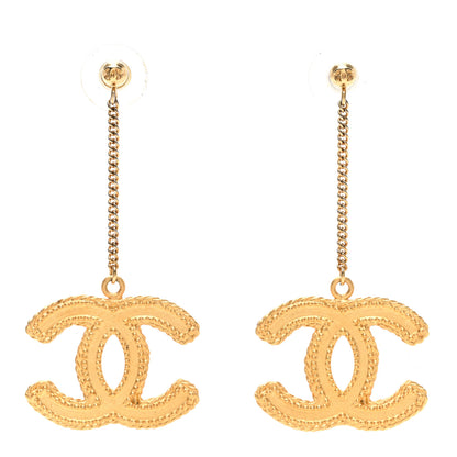 Chanel CC Drop Earrings Matte Gold 1 of 5