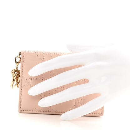 Christian Dior Lambskin Cannage Mini Lady Dior Wallet Rose Pink 2 of 8