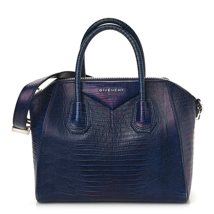Givenchy Calfskin Lizard Embossed Small Antigona Deep Blue 1 of 12
