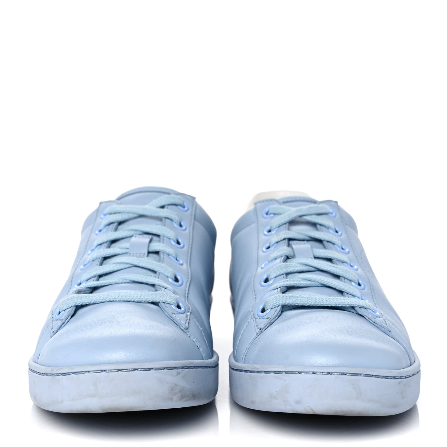 Calfskin Interlocking G Perforated Womens Ace Sneakers 38.5 Porcelain Light Blue Zaffiro