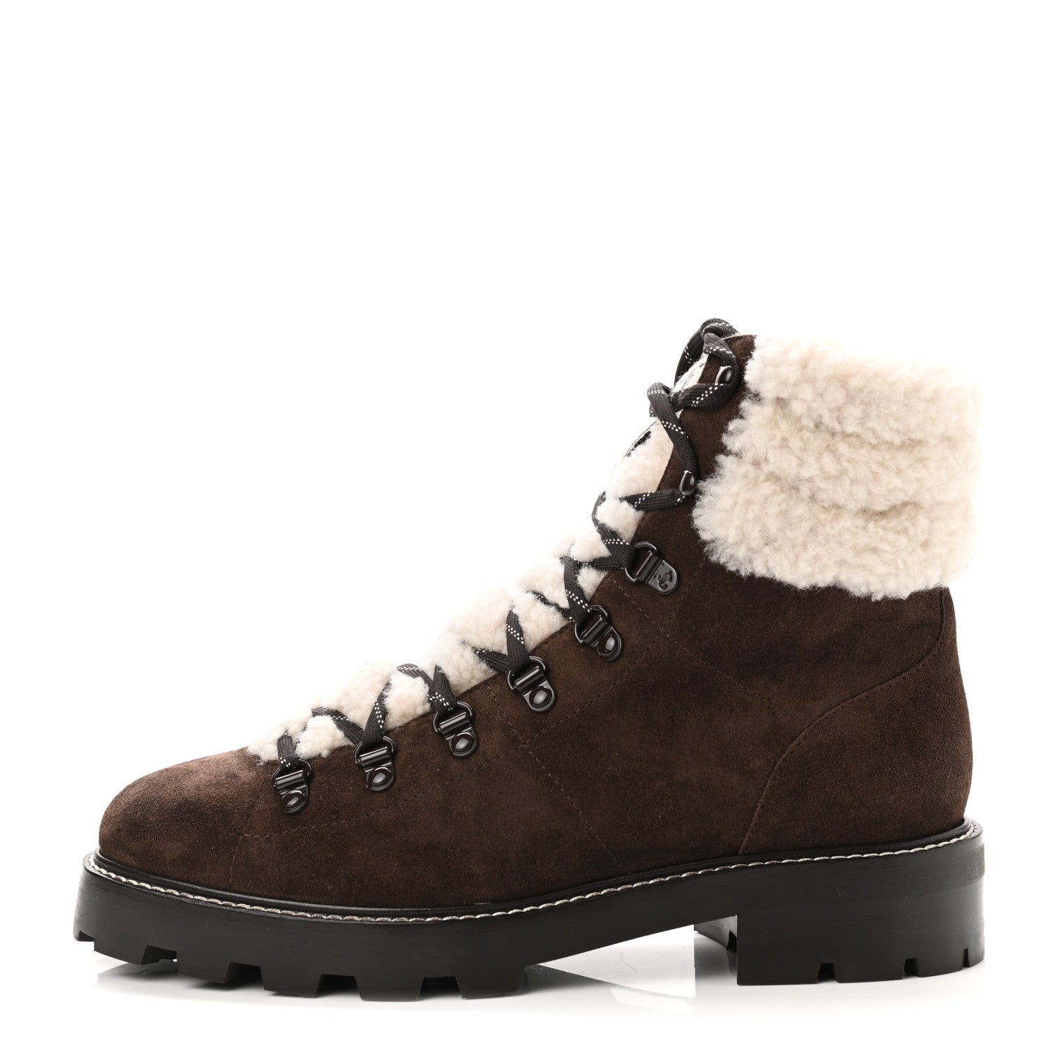 Jimmy Choo Suede Shearling Eshe Flat Boots 40 Brown 1 of 8