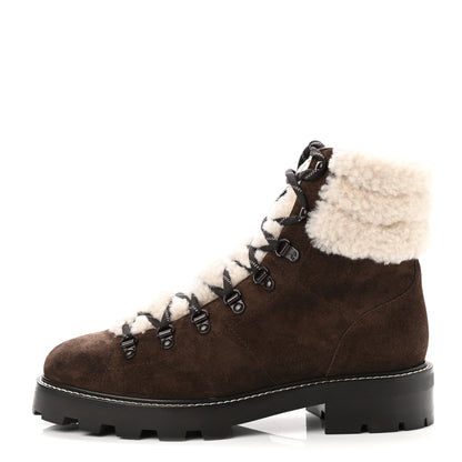 Jimmy Choo Suede Shearling Eshe Flat Boots 40 Brown 1 of 8