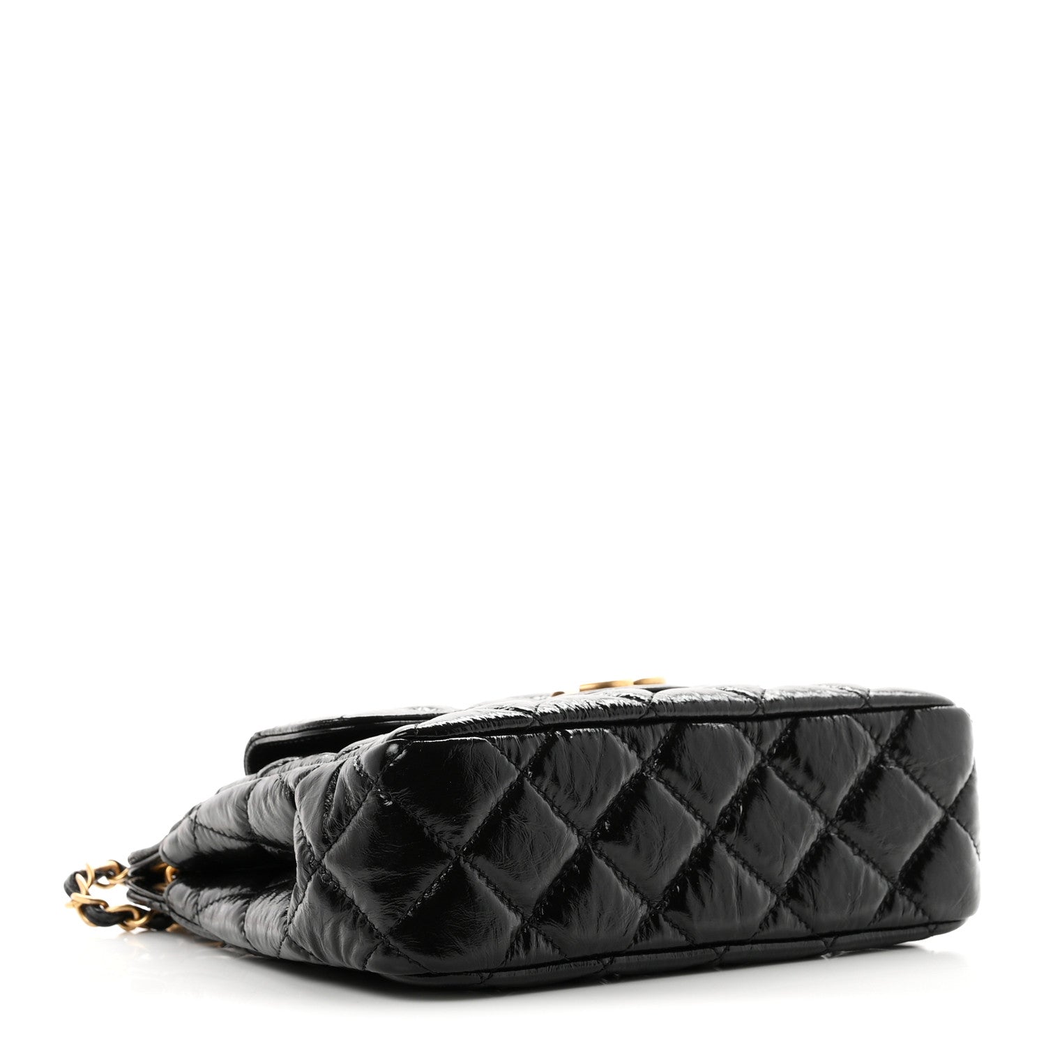 Chanel Shiny Crumpled Calfskin Quilted Small Wavy CC Hobo Black 4 of 10