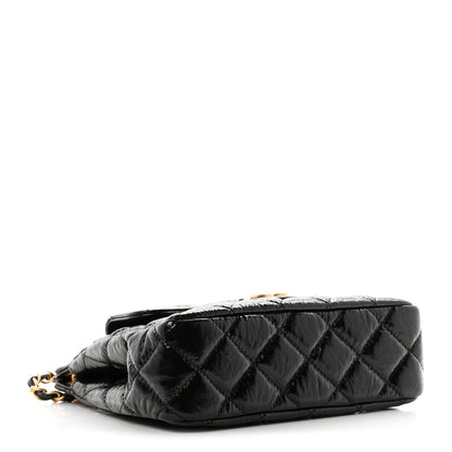 Chanel Shiny Crumpled Calfskin Quilted Small Wavy CC Hobo Black 4 of 10