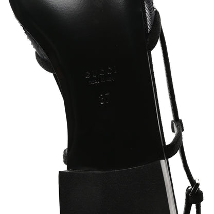 Gucci Tela Retino Kid Scamosciato Crystal GG Monogram Square G Slingback Flat 37 Black 7 of 8