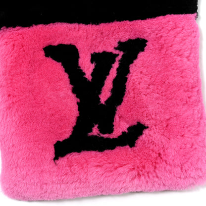 Louis Vuitton Fur Logo Scarf Fluo Black Pink 2 of 4