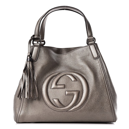 Gucci Metallic Pebbled Calfskin Medium Soho Shoulder Bag Sasso 1 of 10