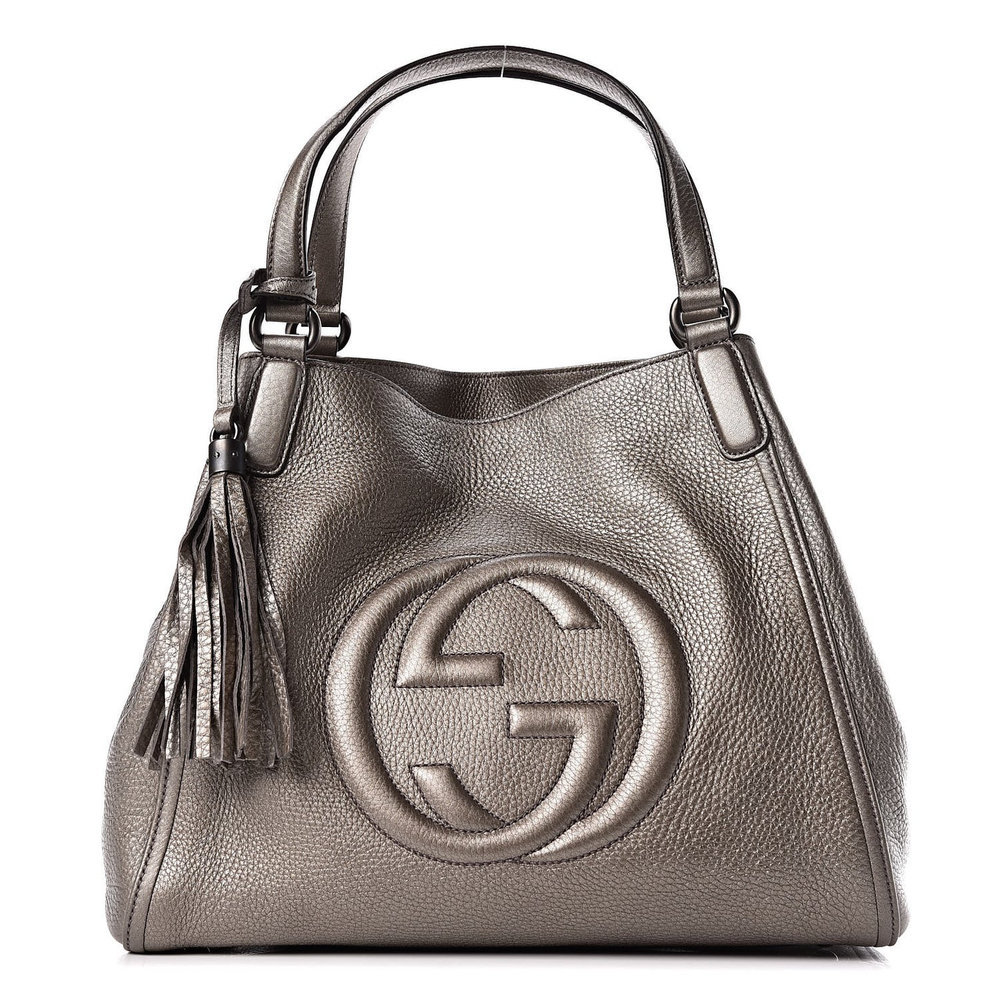 Metallic Pebbled Calfskin Medium Soho Shoulder Bag Sasso