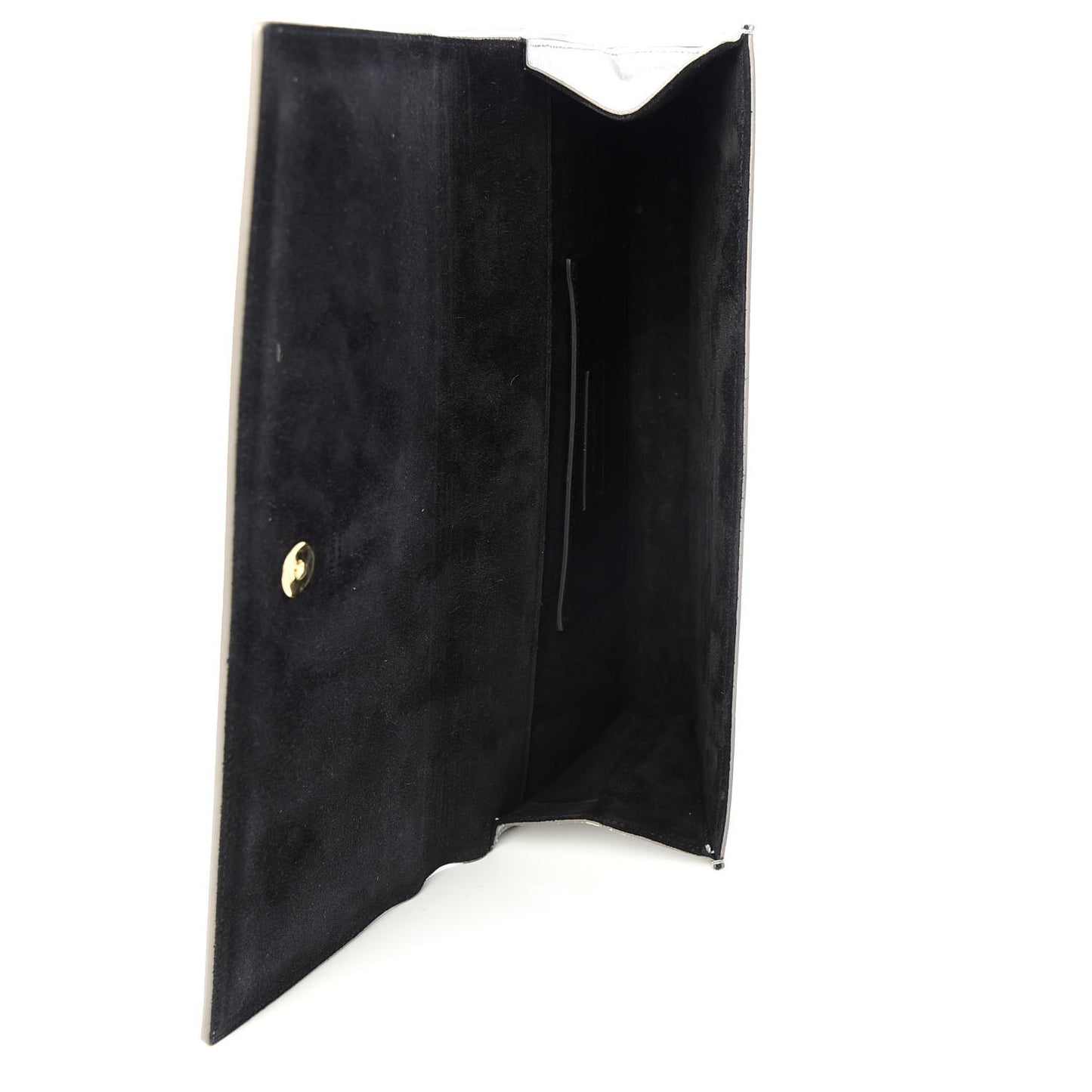 Textured Metallic Calfskin Classic Monogram Cassandre Clutch Silver