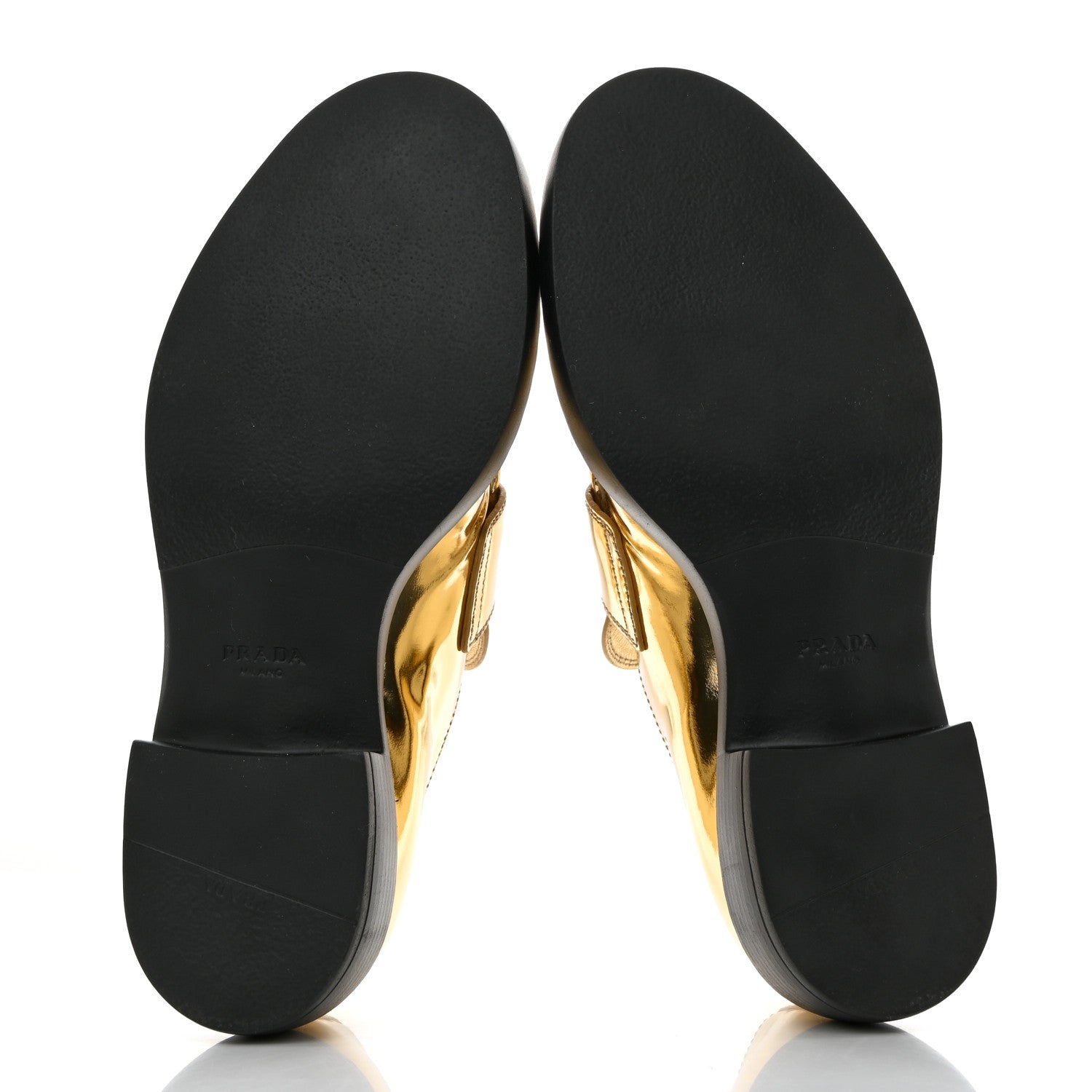 Prada Metallic Brushed Calfskin Metal Triangle Logo 50mm Loafers 40 Platino 5 of 9
