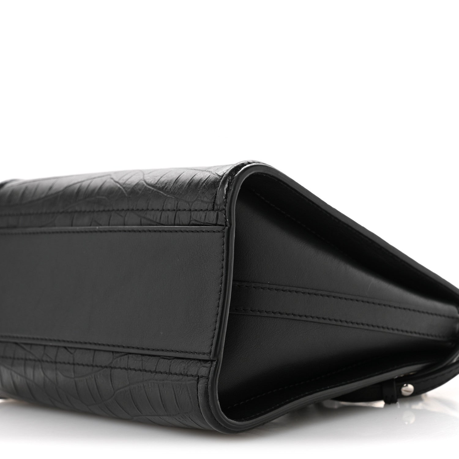 Alexander McQueen Crocodile Embossed Calfskin The Short Story Shoulder Bag Black 10 of 12
