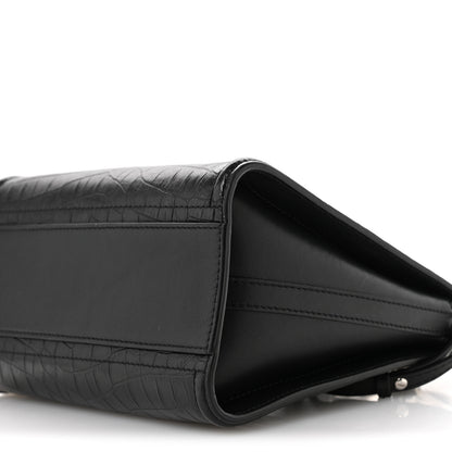 Alexander McQueen Crocodile Embossed Calfskin The Short Story Shoulder Bag Black 10 of 12