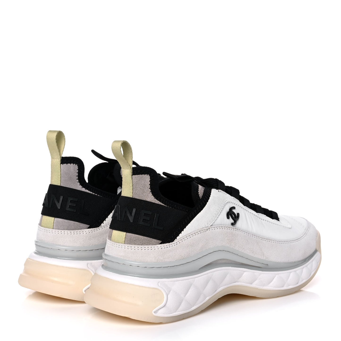 Fabric Suede Calfskin CC Sneakers 40 White Black