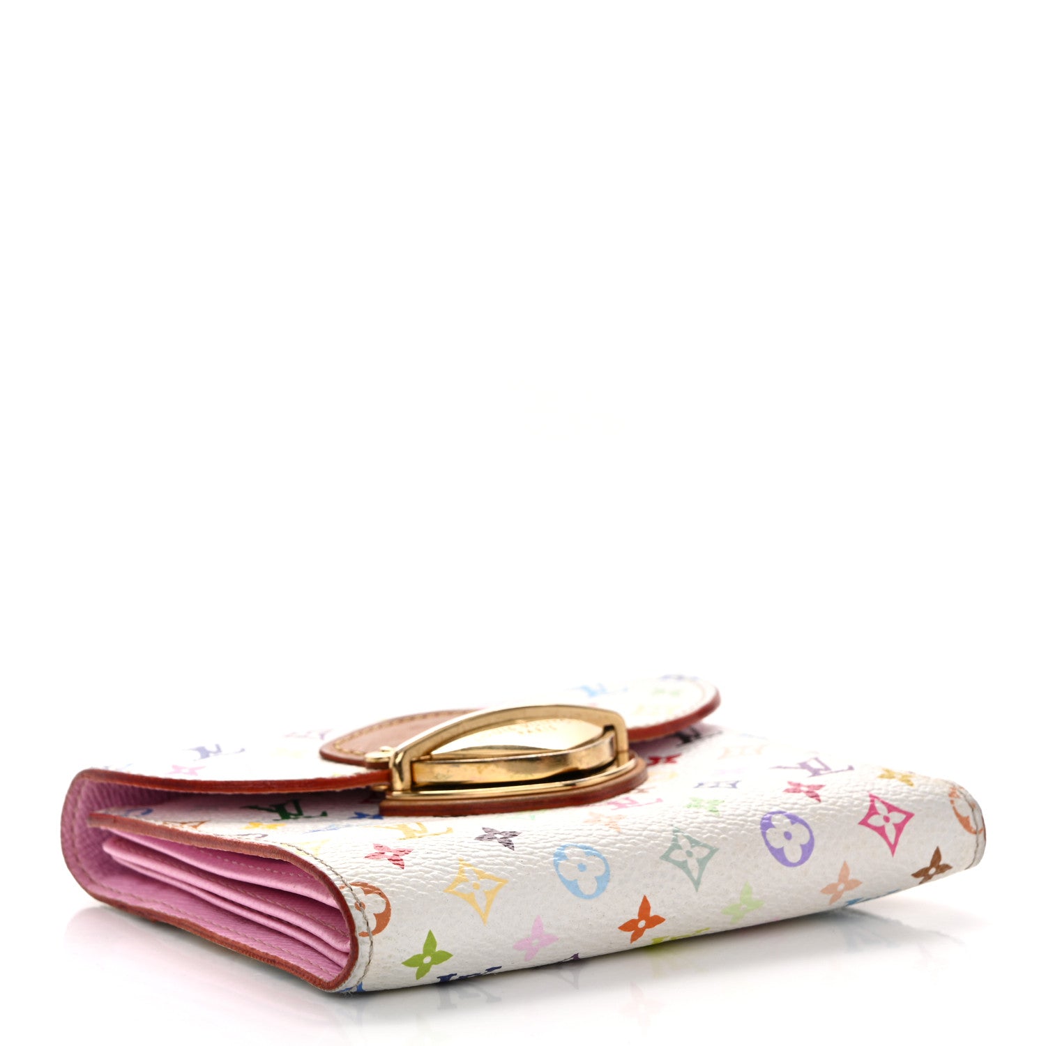 Louis Vuitton Monogram Multicolor Joey Wallet White Litchi 4 of 11