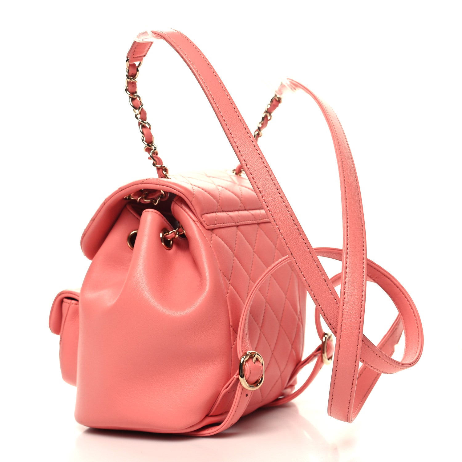Chanel Lambskin Quilted Small Duma Drawstring Backpack Pink 3 of 10