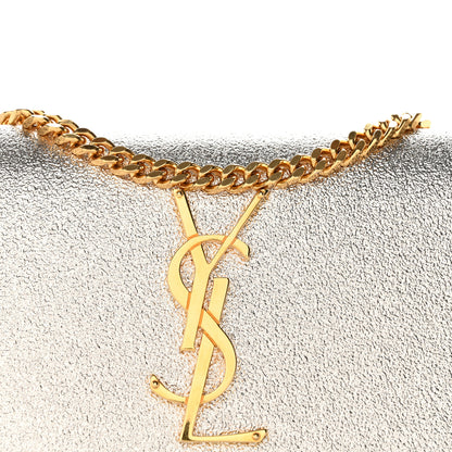 Saint Laurent Metallic Calfskin Small Classic Monogram Kate Satchel Platine 8 of 11