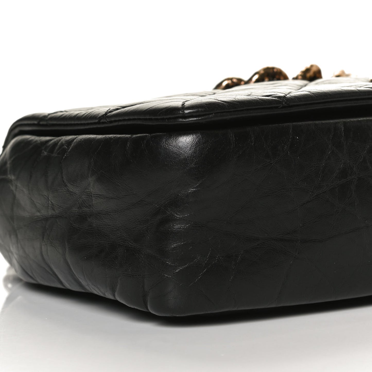 Aged Calfskin Quilted Medium Pondichery Flap Black