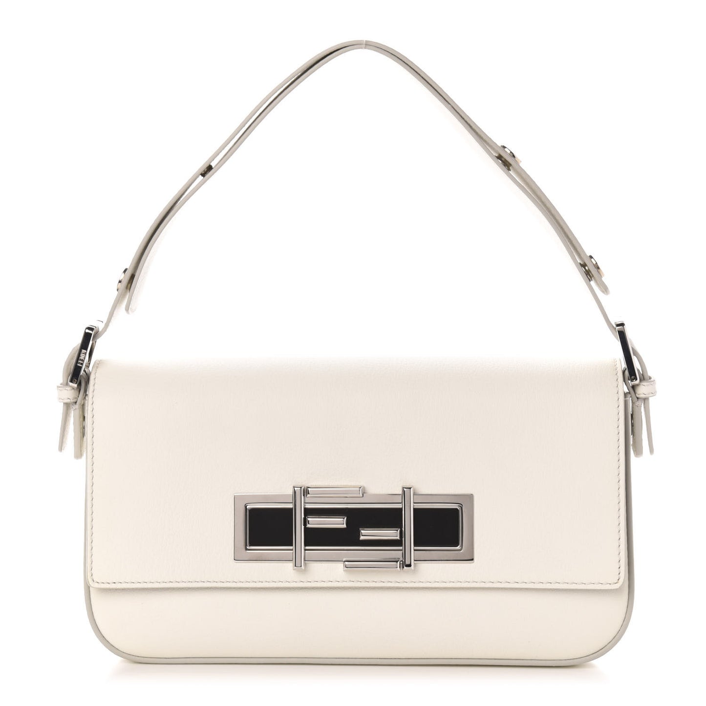 Vitello Dolce Bi-Color 3Baguette Shoulder Bag White Black