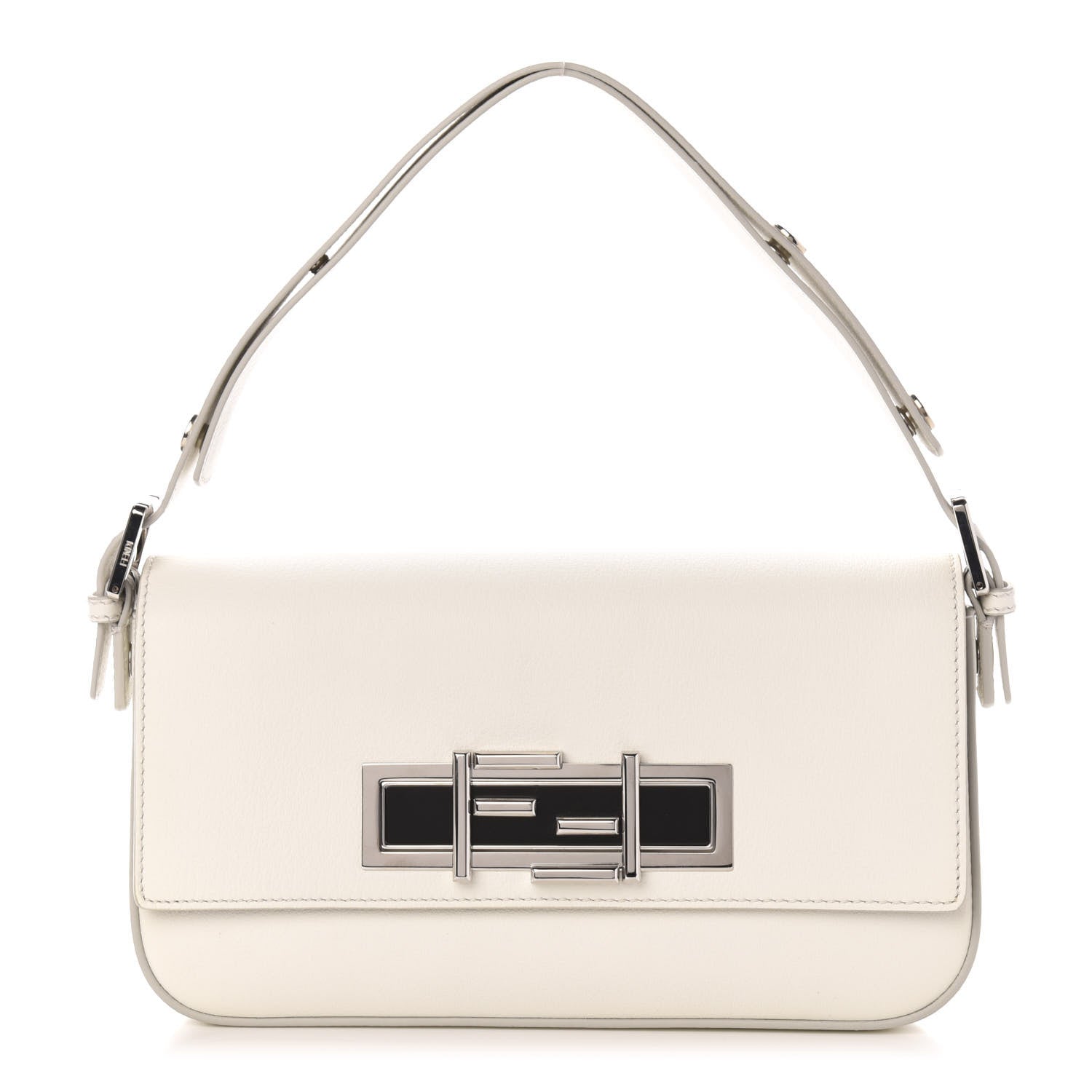 Fendi Vitello Dolce Bi-Color 3Baguette Shoulder Bag White Black 1 of 10