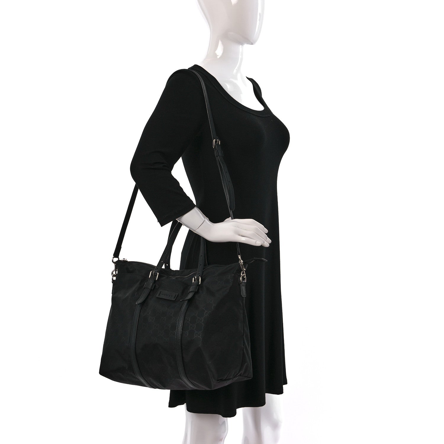 Gucci Nylon Monogram Tote Black 2 of 9