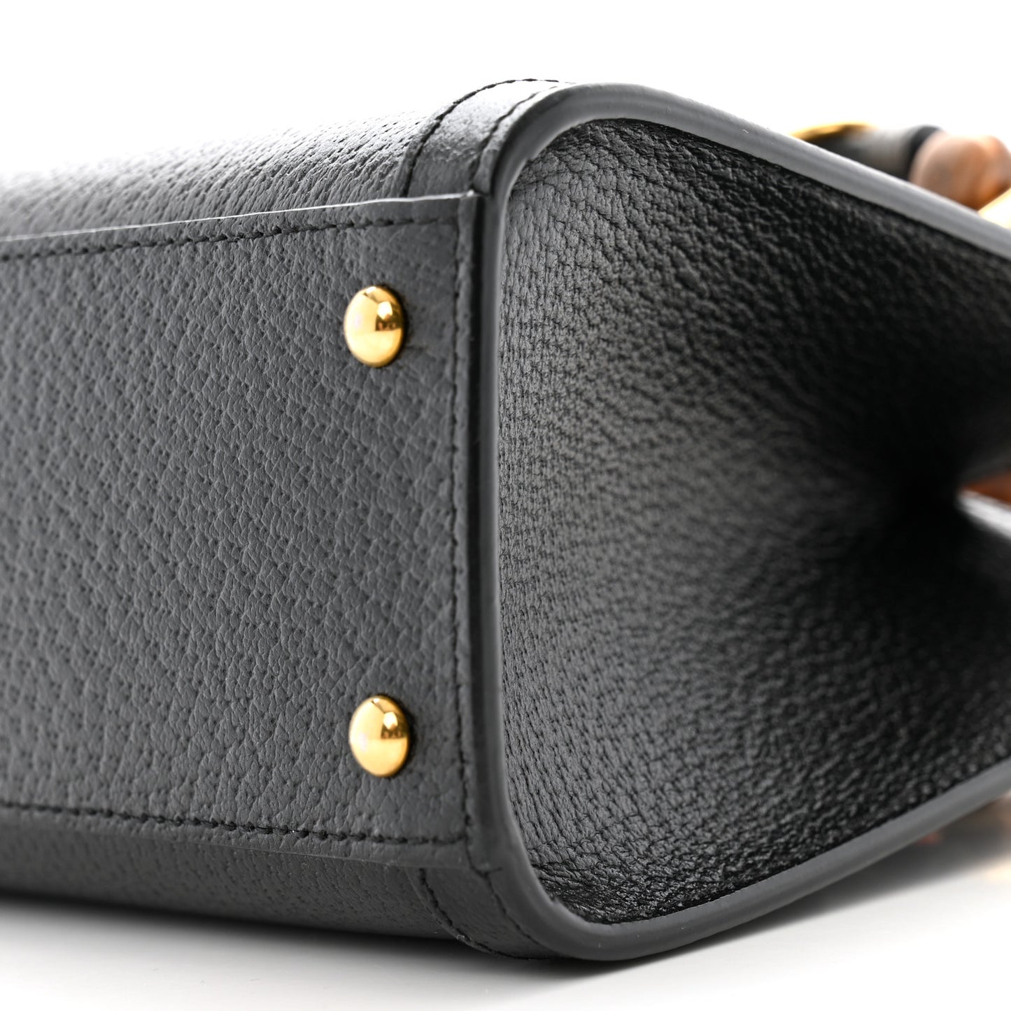 Textured Dollar Calfskin Web Mini Diana Tote Bag Black