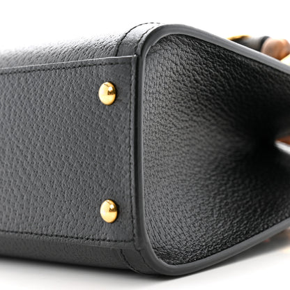 Gucci Textured Dollar Calfskin Web Mini Diana Tote Bag Black 10 of 11