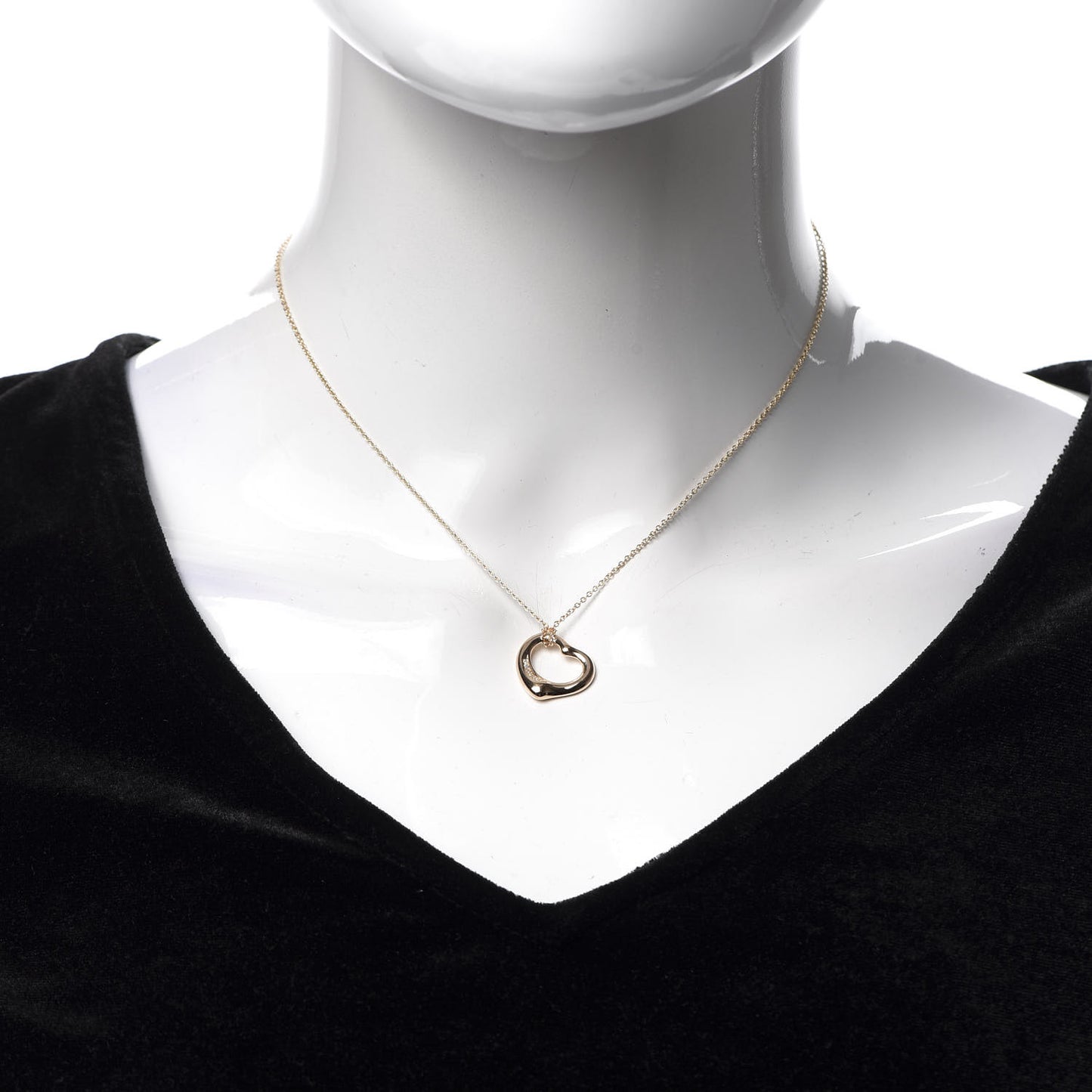 18K Rose Gold Diamond Elsa Peretti Open Heart Pendant Necklace