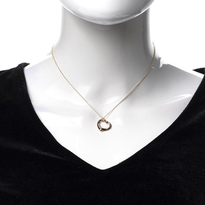 Tiffany 18K Rose Gold Diamond Elsa Peretti Open Heart Pendant Necklace 2 of 8