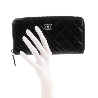 Chanel Glazed Calfskin Coco Boy Large Gusset Zip Around Wallet Black 2 of 8