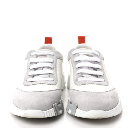 Hermes Technical Canvas Suede Goatskin Bouncing Sneakers 36 White Multicolor 2 of 8