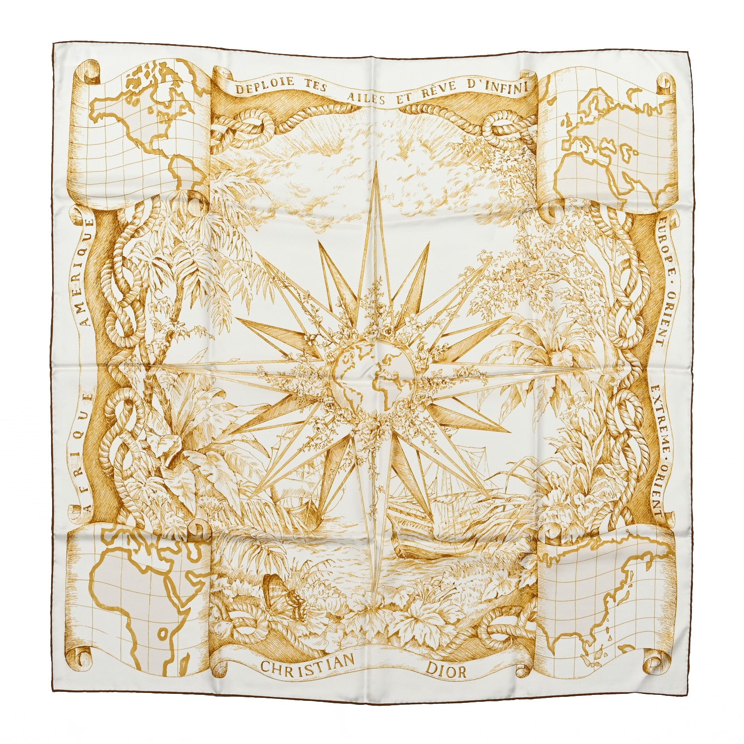 Christian Dior Silk Rêve d'Infini Square Scarf Yellow 1 of 4