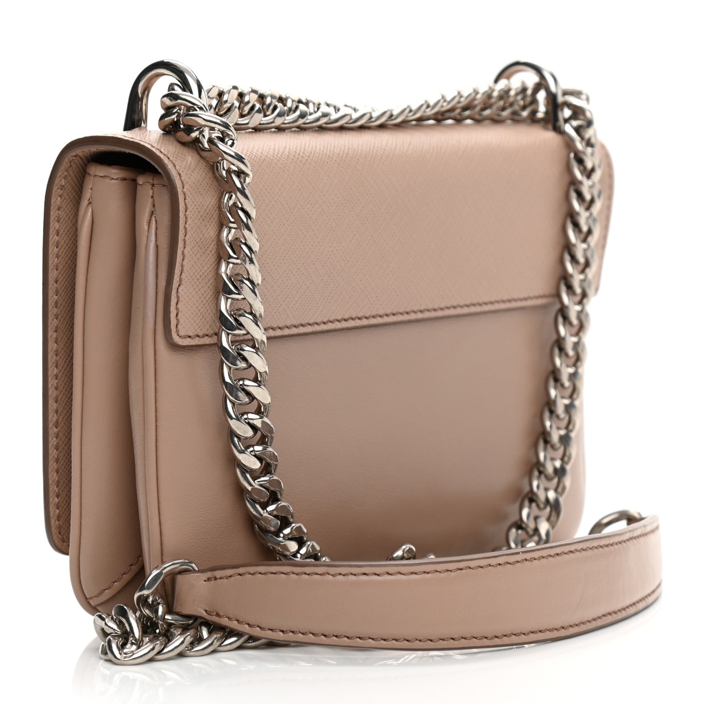 Saffiano Soft Calfskin Chain Crossbody Bag Cipria