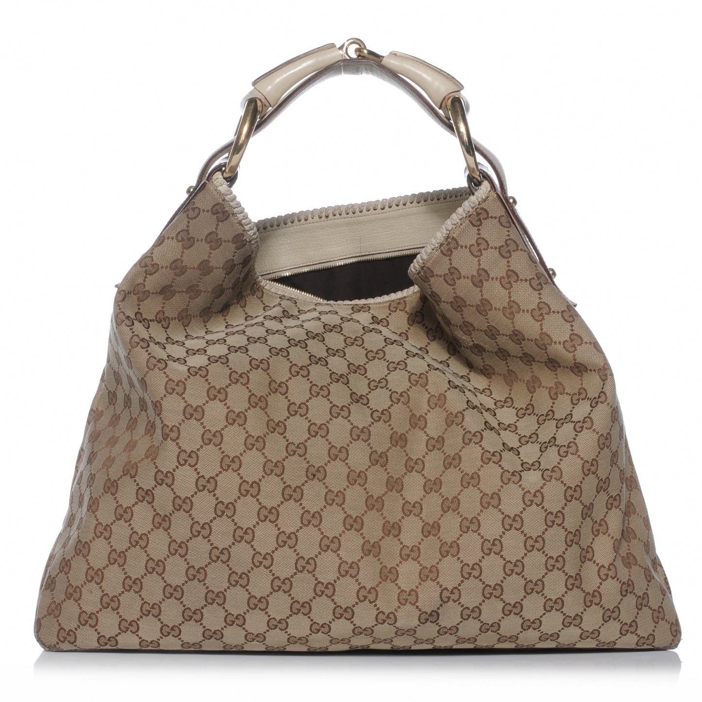 Monogram Large Horsebit Chain Hobo White
