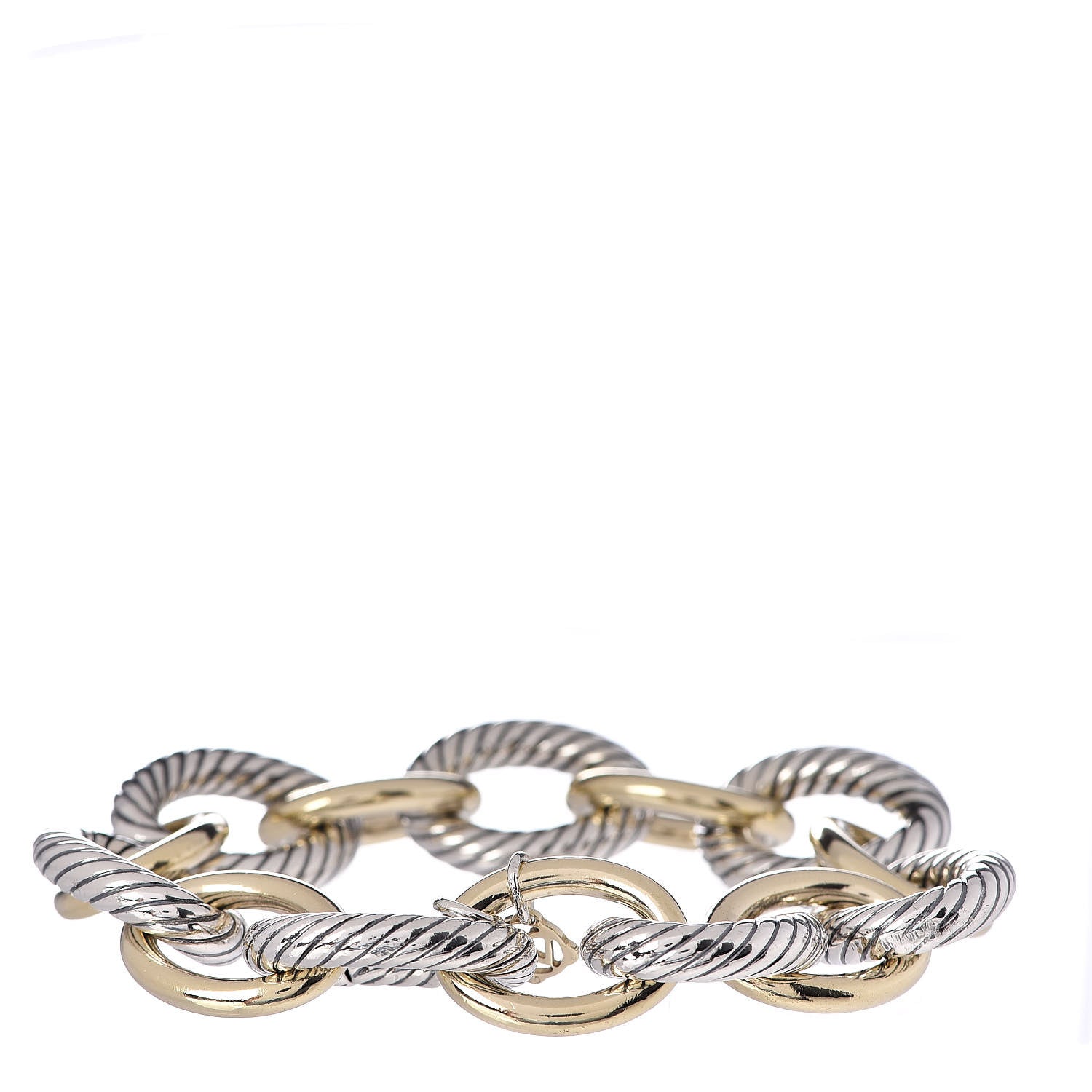 David Yurman Sterling Silver 18K Yellow Gold 17mm Extra Large Oval Link Bracelet 1 of 4