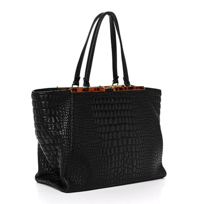 Fendi Nappa Crocodile Trapuntata Large 3Jours Tote Black 3 of 11
