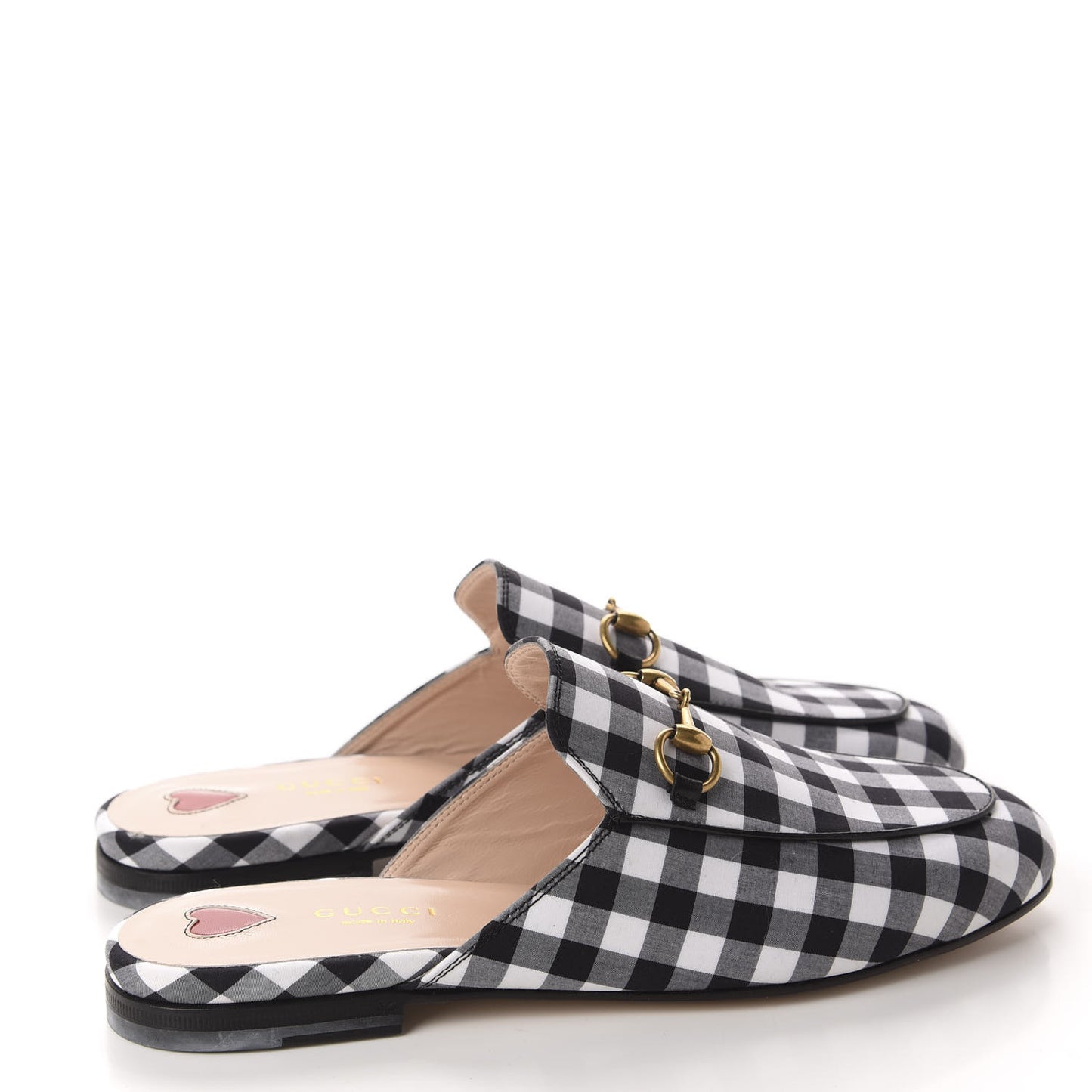 Cotton Gingham Womens Princetown Slippers 37.5 White Black