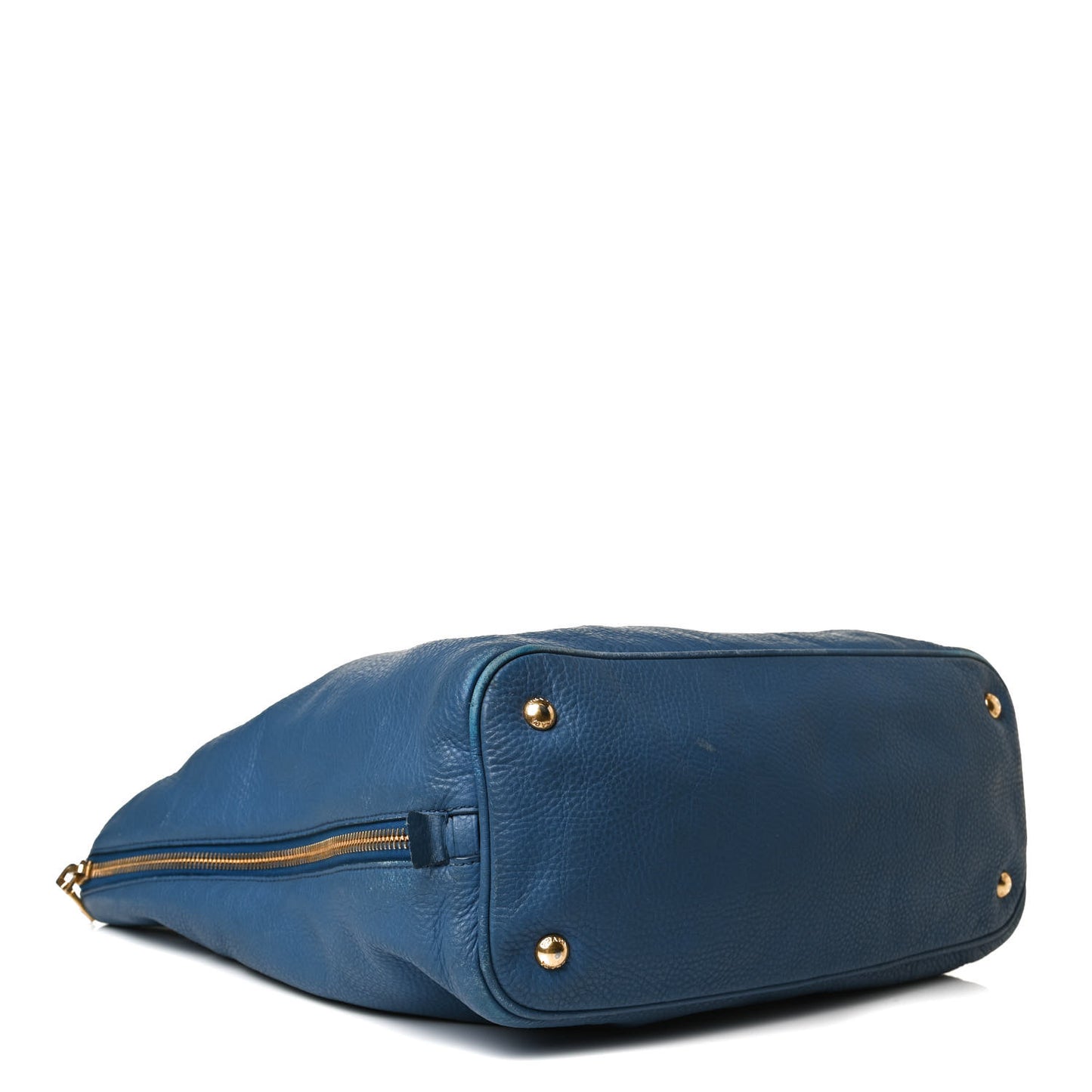 Vitello Daino Side Zip Tote Cobalto