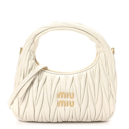 Miu Miu Nappa Matelasse Small Wander Hobo White 1 of 9