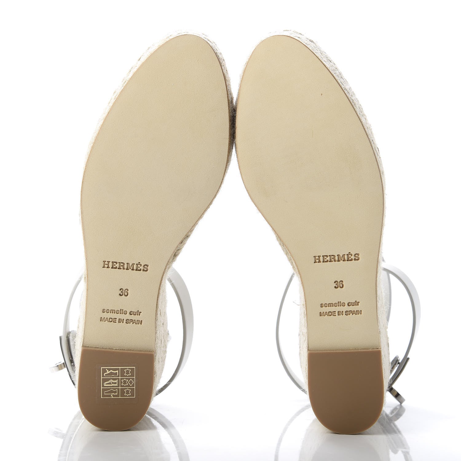 Hermes Calfskin Tivoli Espadrille Wedge Sandals 36 White 5 of 9