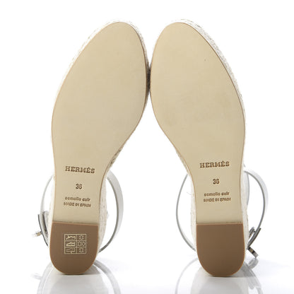 Hermes Calfskin Tivoli Espadrille Wedge Sandals 36 White 5 of 9