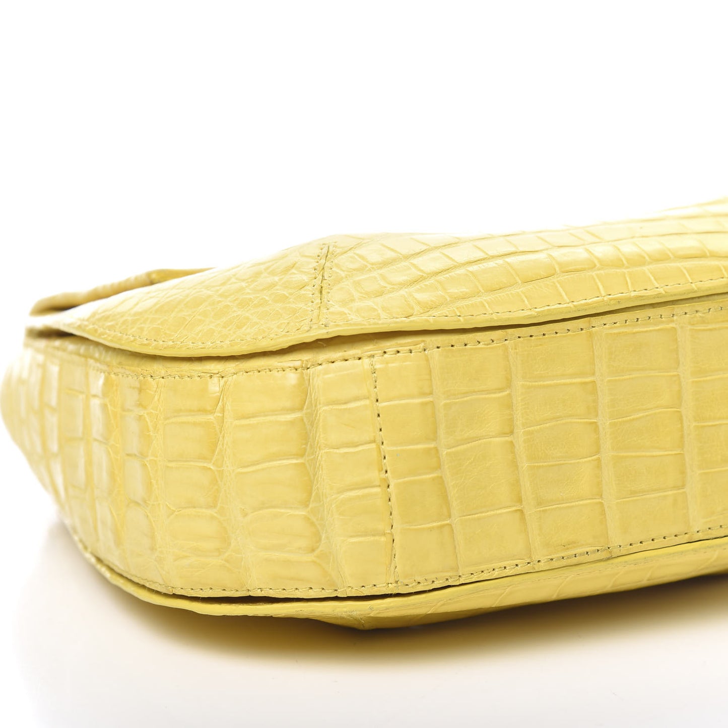 Crocodile Round Flap Top Crossbody Yellow