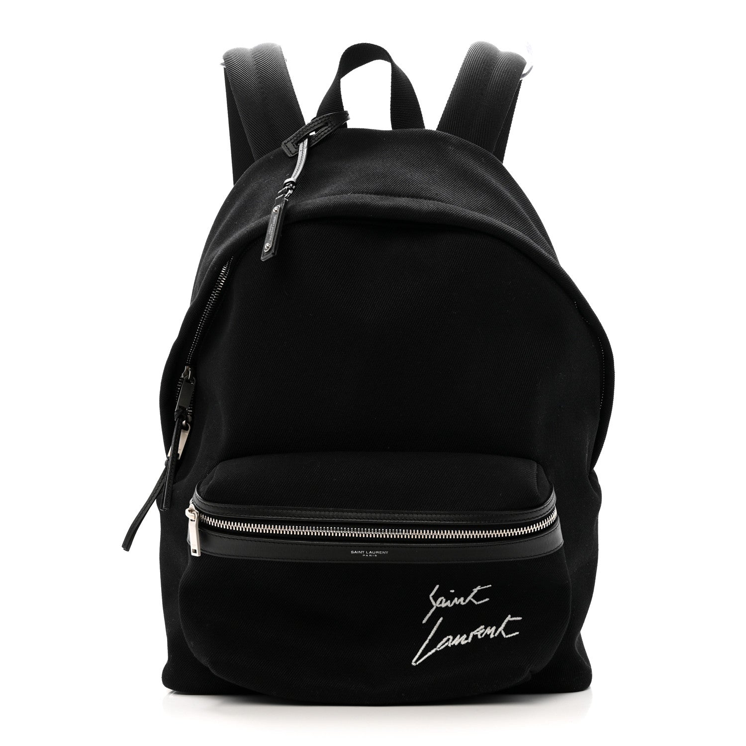 Saint Laurent Canvas Signature Embroidered City Backpack Black 1 of 12
