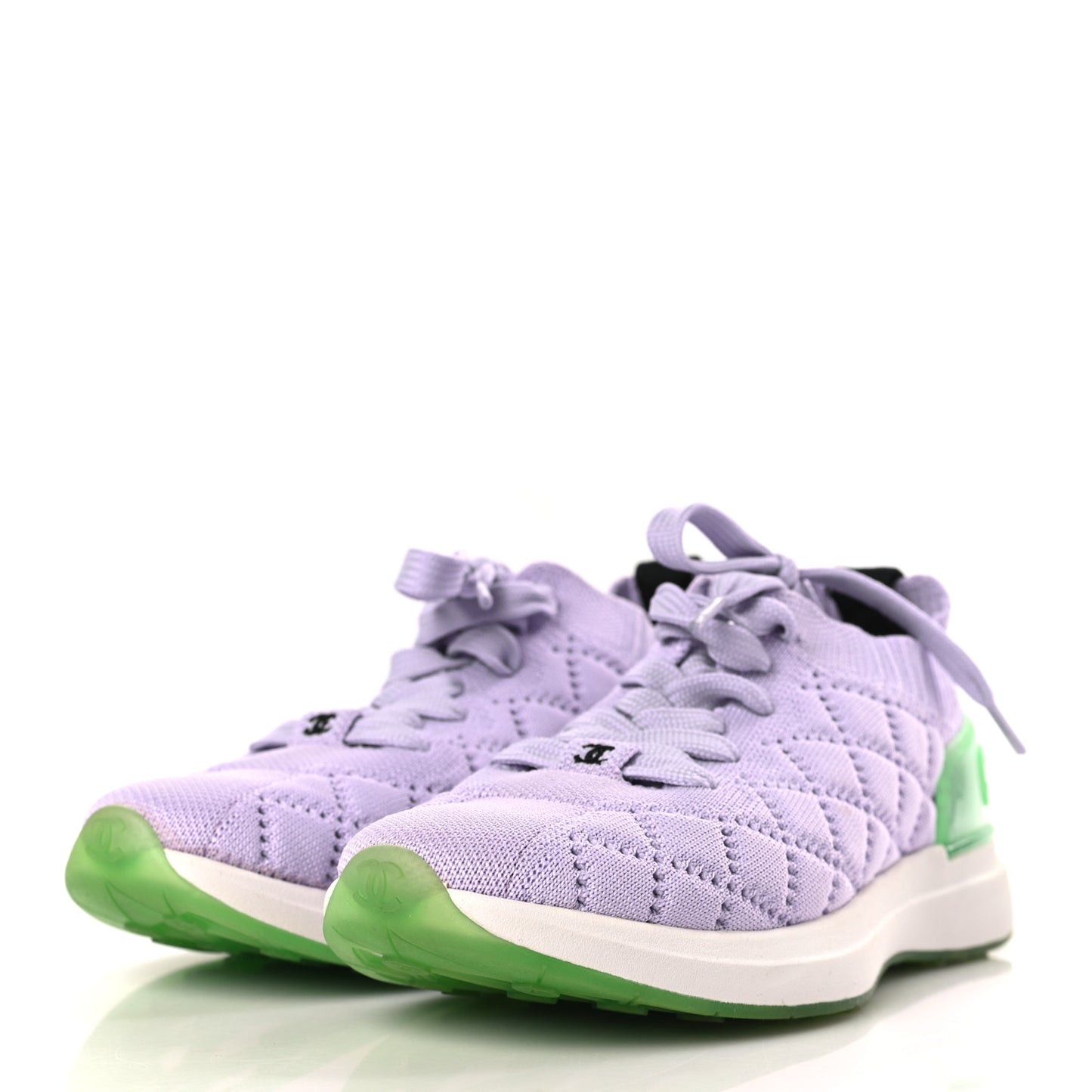 Knit Quilted Womens CC Sneakers 35.5 Light Purple
