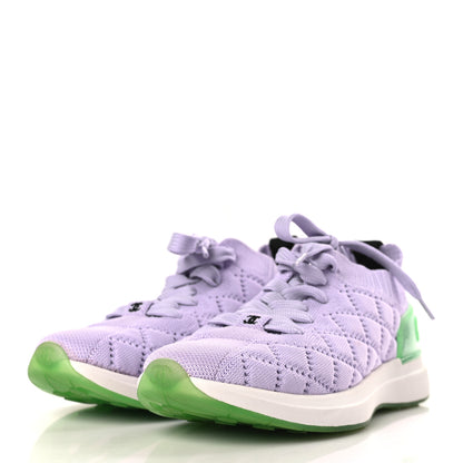 Chanel Knit Quilted Womens CC Sneakers 35.5 Light Purple 3 of 7