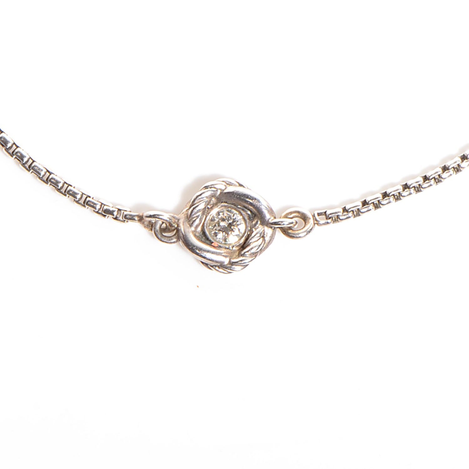 David Yurman Sterling Silver Diamond Infinity 3 Station Necklace 3 of 5